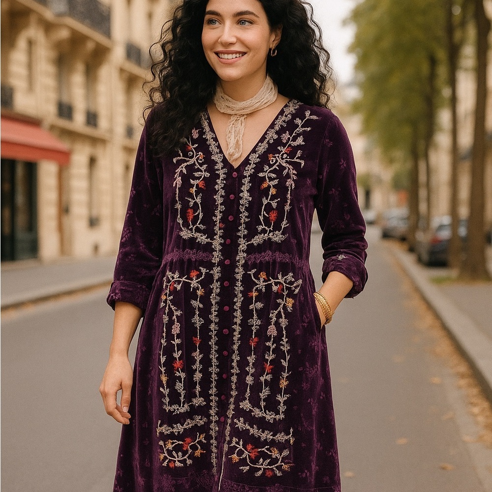 Johnny Was extremely heavily embroidered Eloise midi dress NWT - Picture 2 of 12